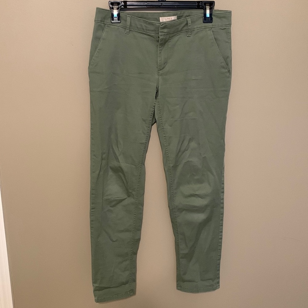 Loft green straight leg pants. Size 4